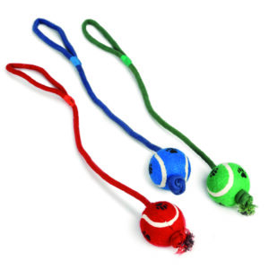 Beeztees koera mänguasi tennisepall nööriga käpamuster