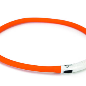 Beeztees kaelarihm dogini led+usb oranz