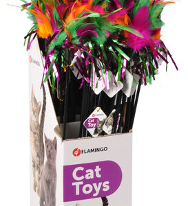 Flamingo kassi mänguasi suled pulga otsas displei