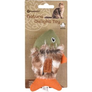 Flamingo naistenõgesega pehme mängukala kassile 13cm