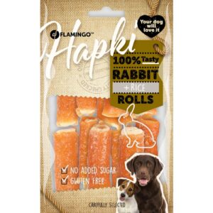 Flamingo Hapki Rabbit + Rice Rolls närimismaius koerale 85g