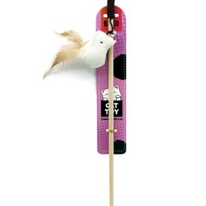 Bubu Pets puidust kassiõng linnu ja sulega 40cm